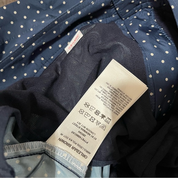 NWT Orlebar Brown bulldog navy blue iris polka dot swim trunks 6” shorts 38 READ - Picture 9 of 10